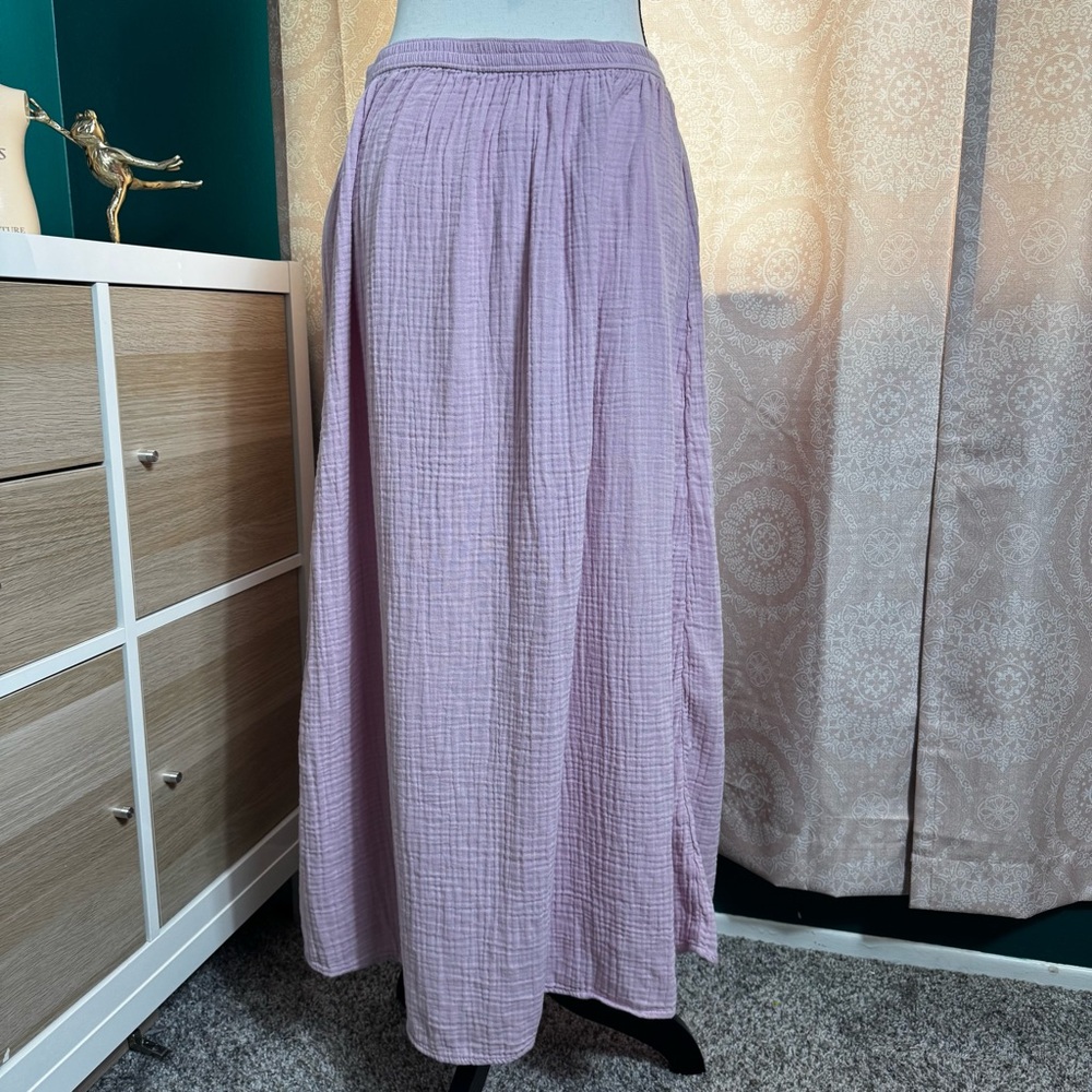 NWT J. Crew 100% Cotton Maxi Slit Pinkish Purplish Skirt Size Small - Picture 2 of 7